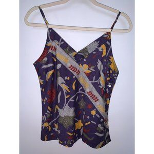 Jones New York Womens Vintage Sleeveless Tank Size 10 Bird Floral Button Y2K